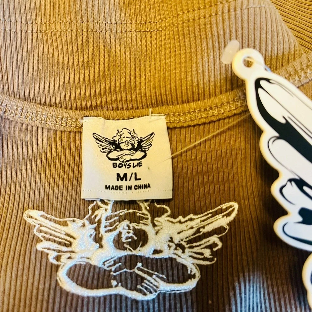 NWT Boys Lie Brown/Tan  Camisole with Blue Graphic Size M/L Rhinestone - Picture 13 of 15